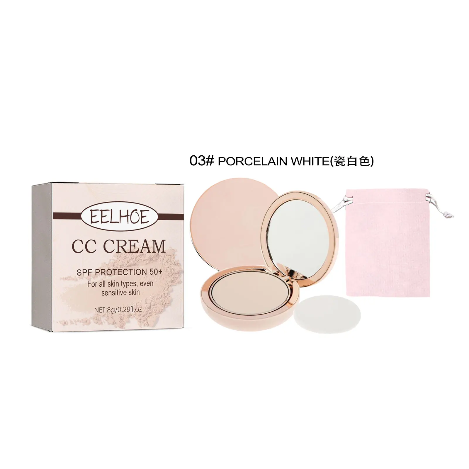 EELHOE 6 Colors Pressed Face Powder with Powder Puff Matte Oil Control Long-Lasting Waterproof Smooth Face Skin Powder Makeup 8g