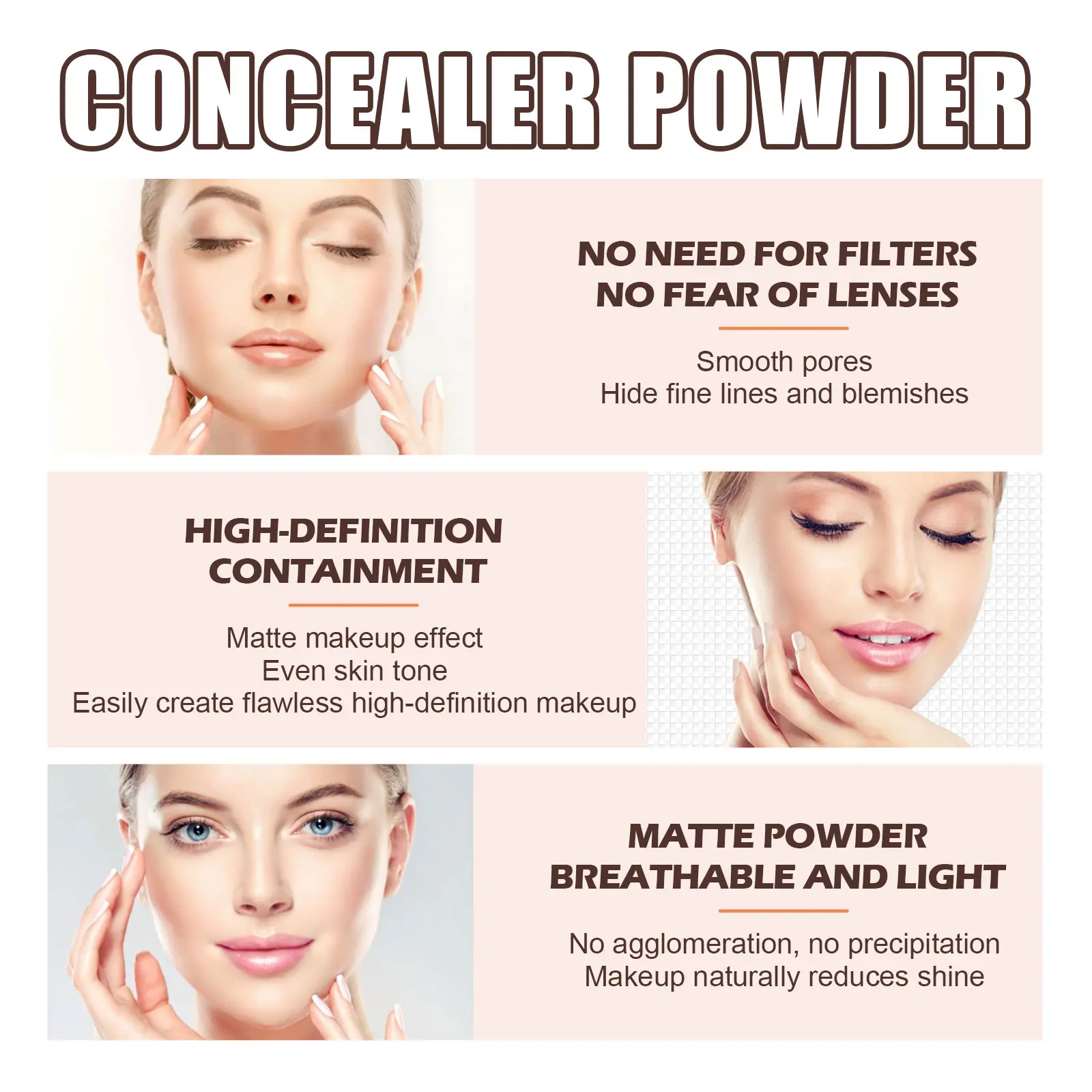 EELHOE 6 Colors Pressed Face Powder with Powder Puff Matte Oil Control Long-Lasting Waterproof Smooth Face Skin Powder Makeup 8g