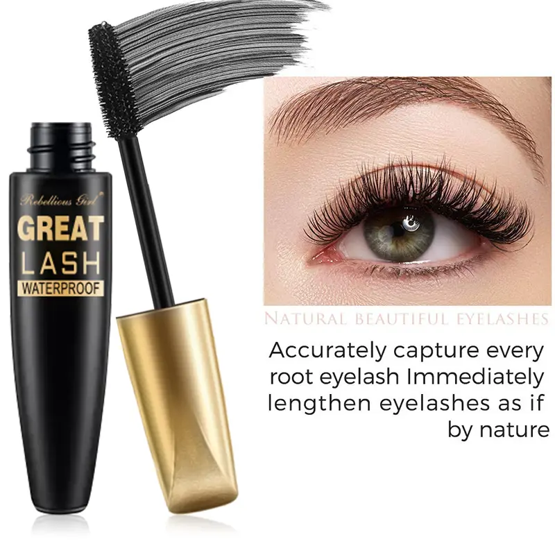 1Pcs Waterproof Silk Fiber 8D Mascara - Volumizing & Curl-Enhancing, Black, Compatible with Lash Extensions for Everyday Glamour