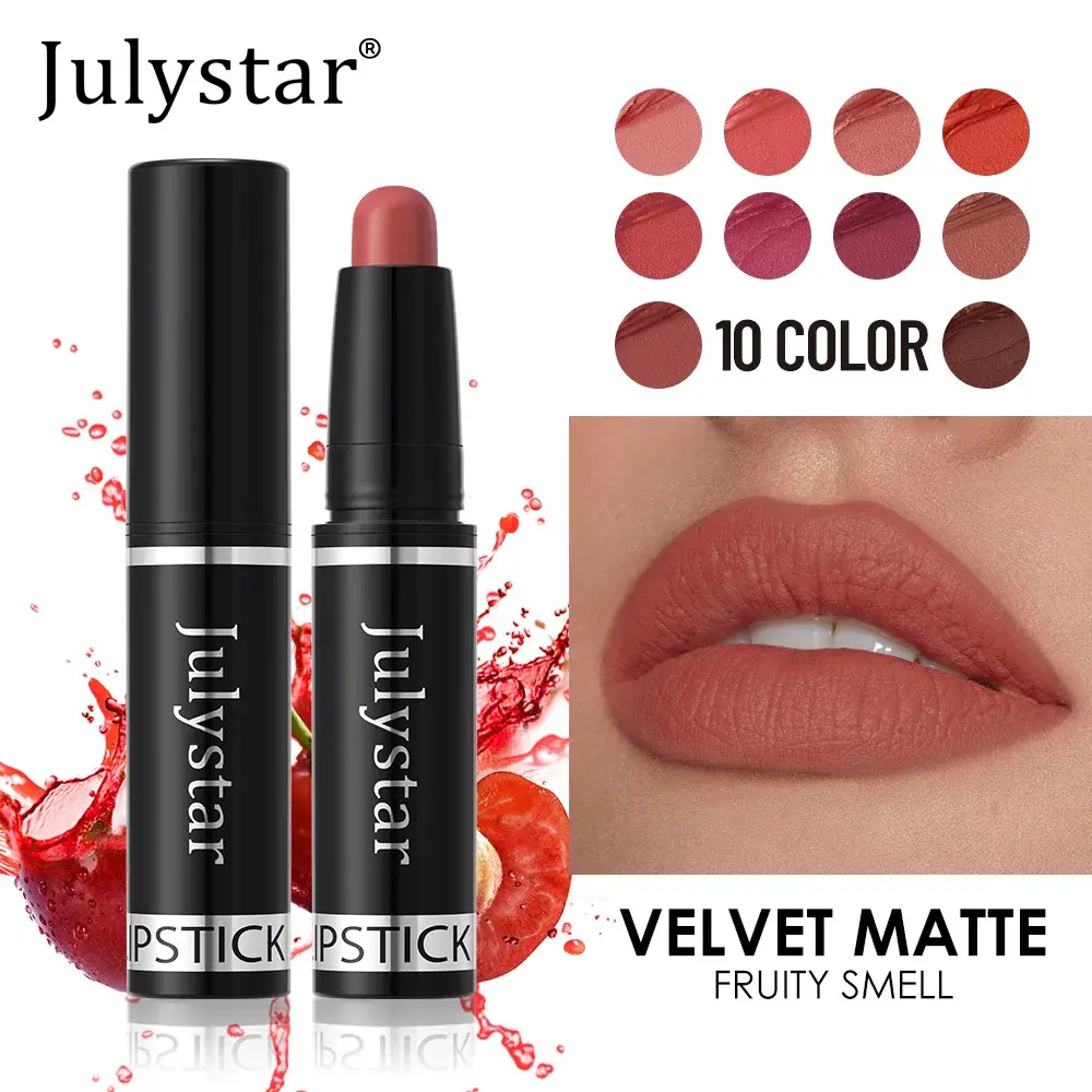 10 Color Nude Brown Matte Lipstick Pen Waterproof Lasting Non-Stick Cup Velvet Fruit Lipstick Lip Tint Pencil Makeup Lip Stain