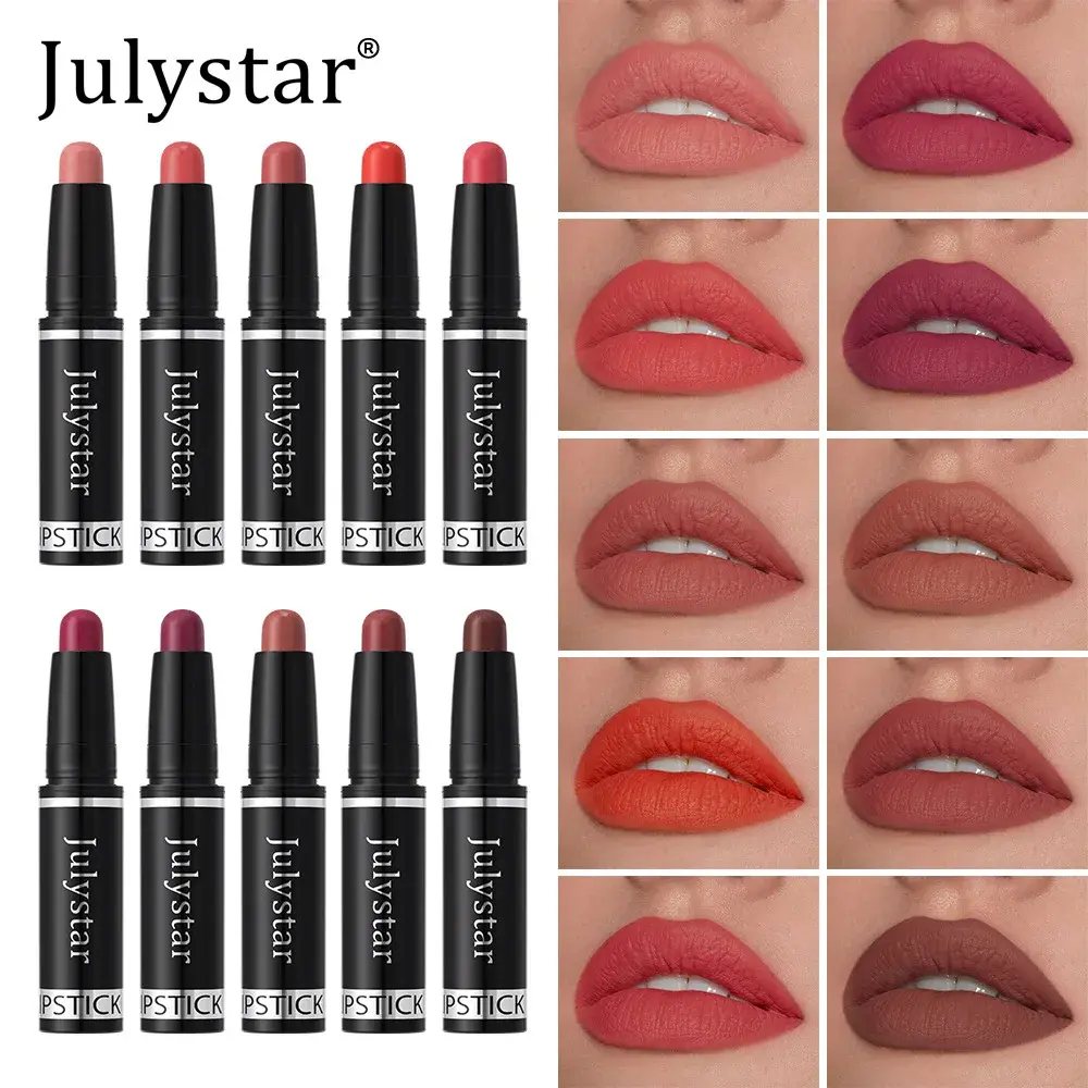 10 Color Nude Brown Matte Lipstick Pen Waterproof Lasting Non-Stick Cup Velvet Fruit Lipstick Lip Tint Pencil Makeup Lip Stain