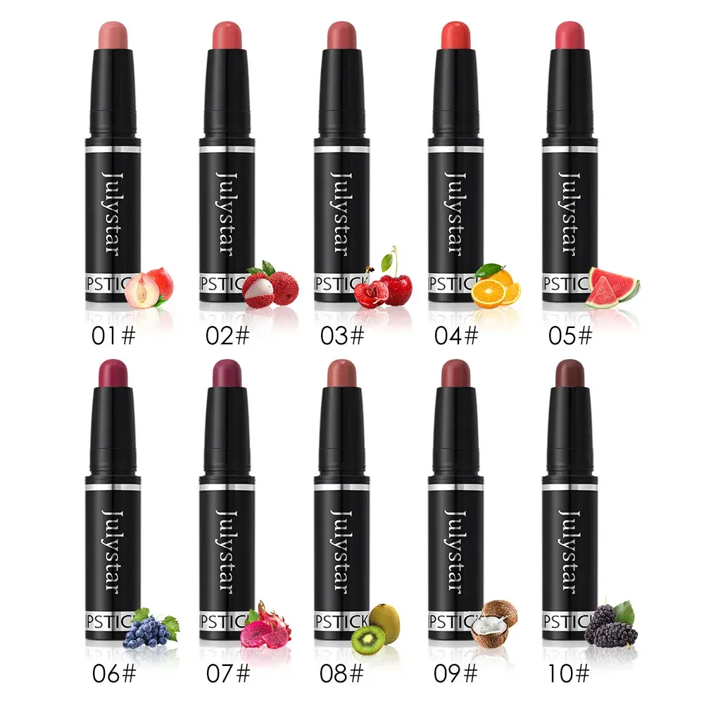 10 Color Nude Brown Matte Lipstick Pen Waterproof Lasting Non-Stick Cup Velvet Fruit Lipstick Lip Tint Pencil Makeup Lip Stain