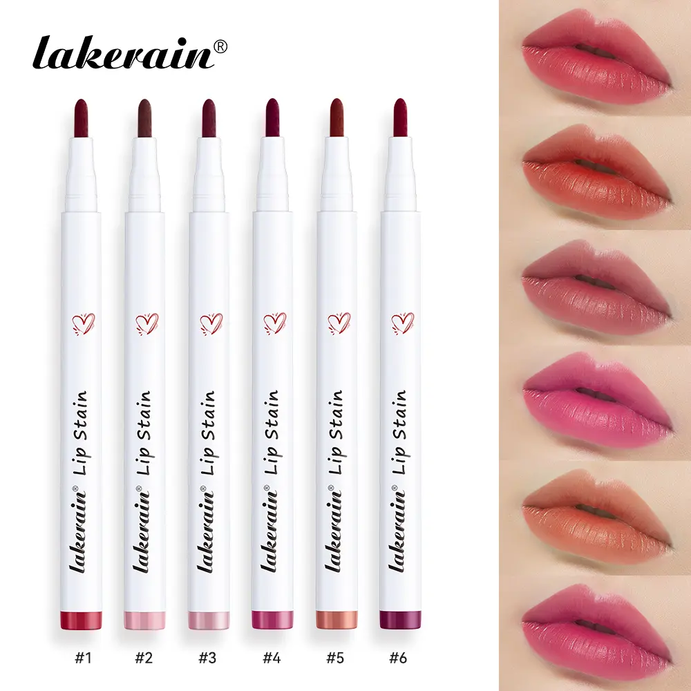 Liquid Lip Stain Pen Long lasting Lip Liner Waterproof Matte Pink Red Contour Tint Lipstick Moisturising Makeup Non-stick Cup