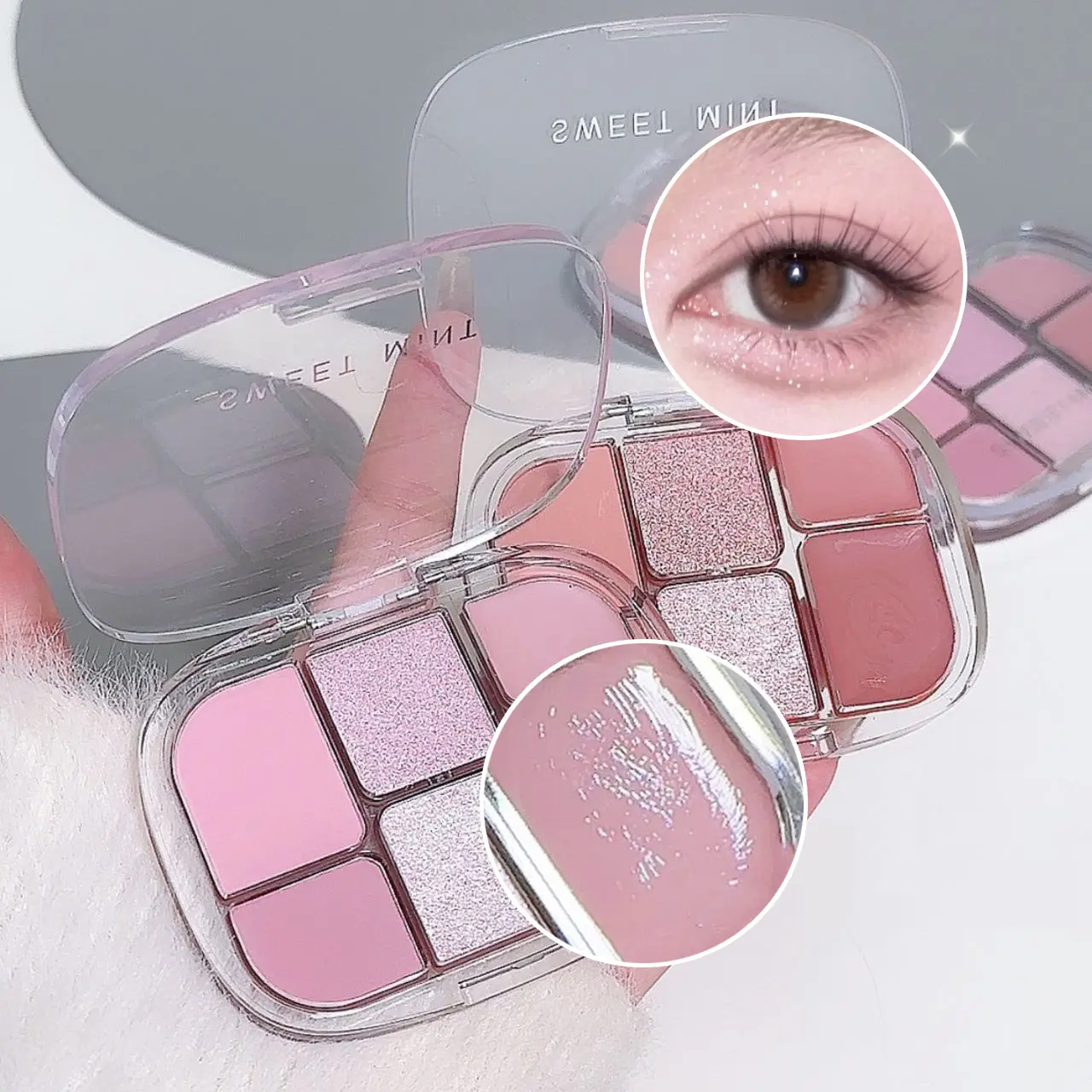 6-Color Pink Orange Eyeshadow Palette Blusher Cream Pearl Matte Powder Pumpkin Eye Shadow Makeup Plate Facial Blush Highlighter