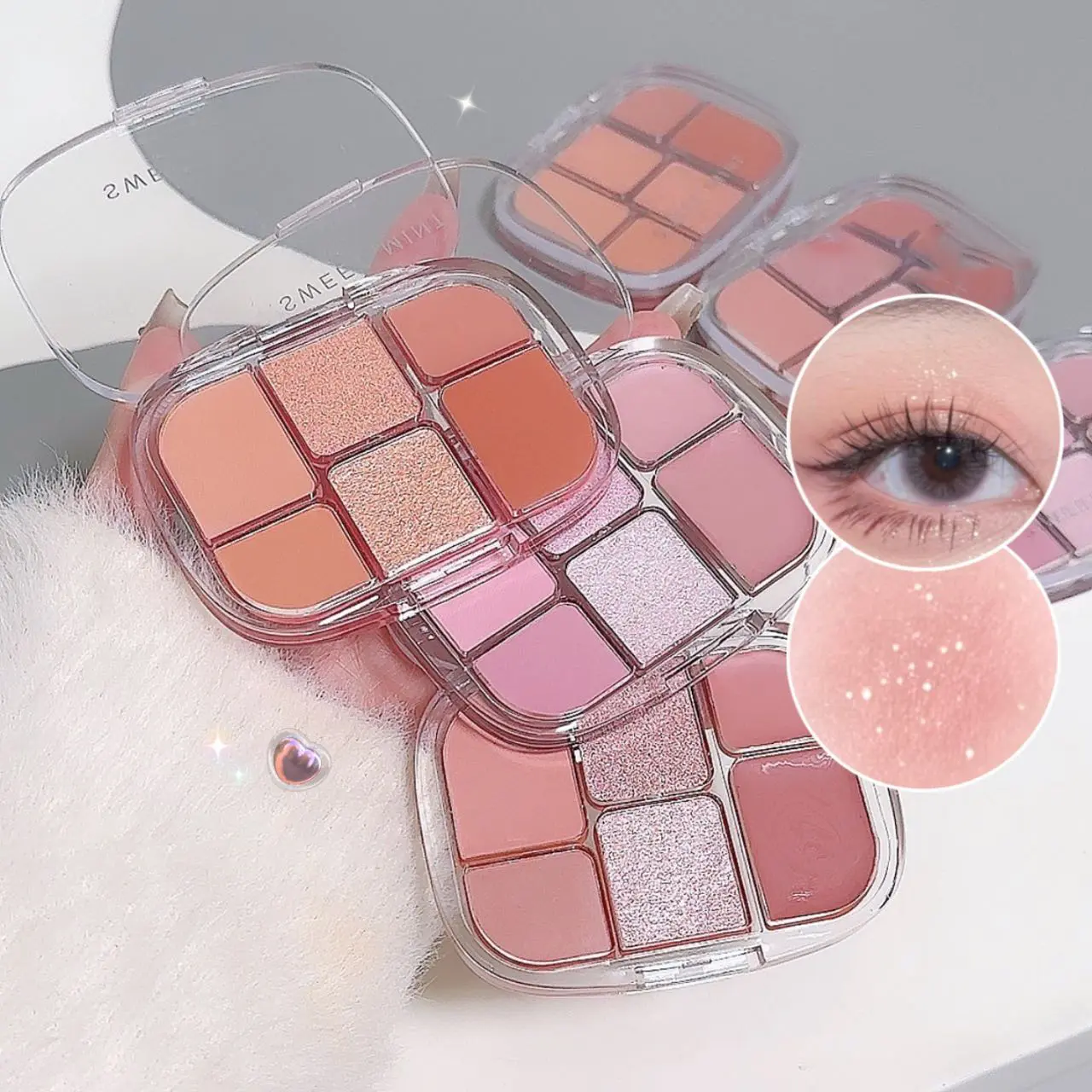 6-Color Pink Orange Eyeshadow Palette Blusher Cream Pearl Matte Powder Pumpkin Eye Shadow Makeup Plate Facial Blush Highlighter