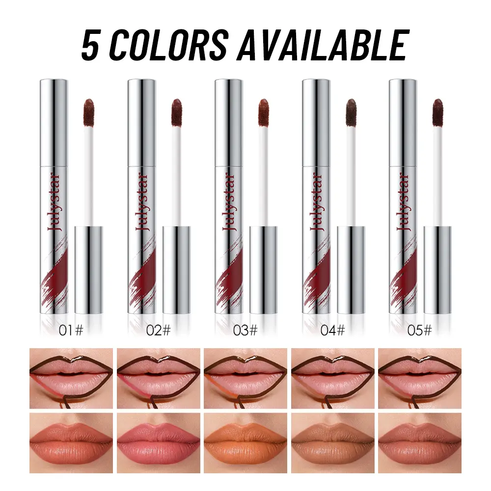 5 Color Liquid Peel-off Lip Liner Stain Waterproof Pink Brown Lip Contouring Tattoo Pigment Transfer Resistant Lip Gloss Tint