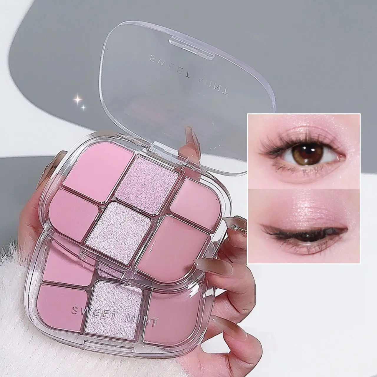 6-Color Pink Orange Eyeshadow Palette Blusher Cream Pearl Matte Powder Pumpkin Eye Shadow Makeup Plate Facial Blush Highlighter