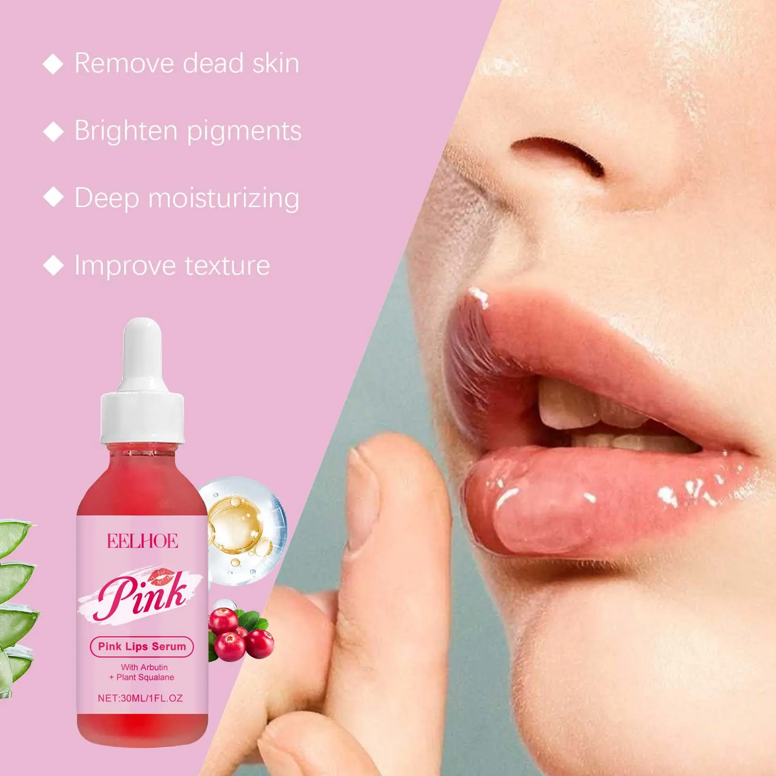 Pink Lip Serum Plump Lips Fast Lightening Dark Lip Remove Dead Skin Lip Lines Exfoliating Brighten Moisturizer Lip Balm Essence