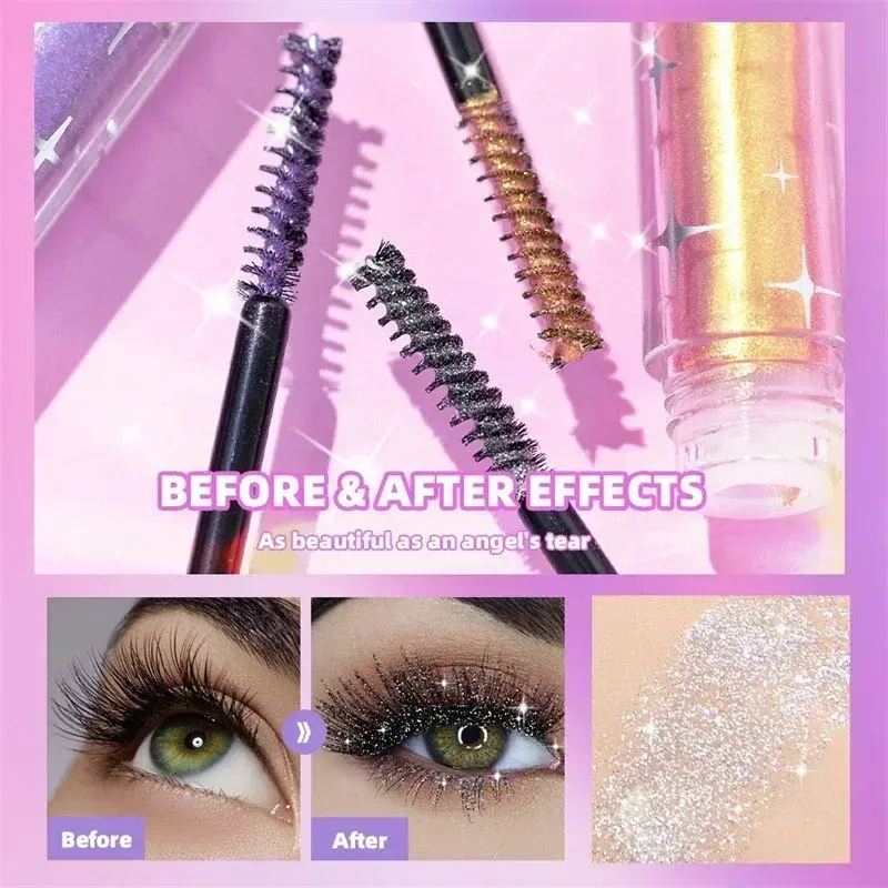 Diamond Glitter Mascara Sliver Gold Purple Galaxy Sequins Eyelashes Quick Dry Lasting Waterproof Curling Thick Shiny Eyelash