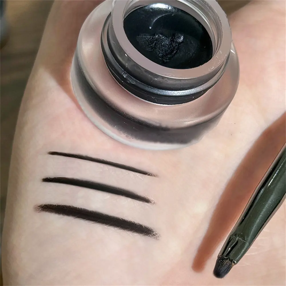 3-Color Eyeliner Eyebrow Gel Cream With Brush Waterproof Lasting Non Smudging Matte Red Brown Easy Wear 3 In 1 Korean Makeup