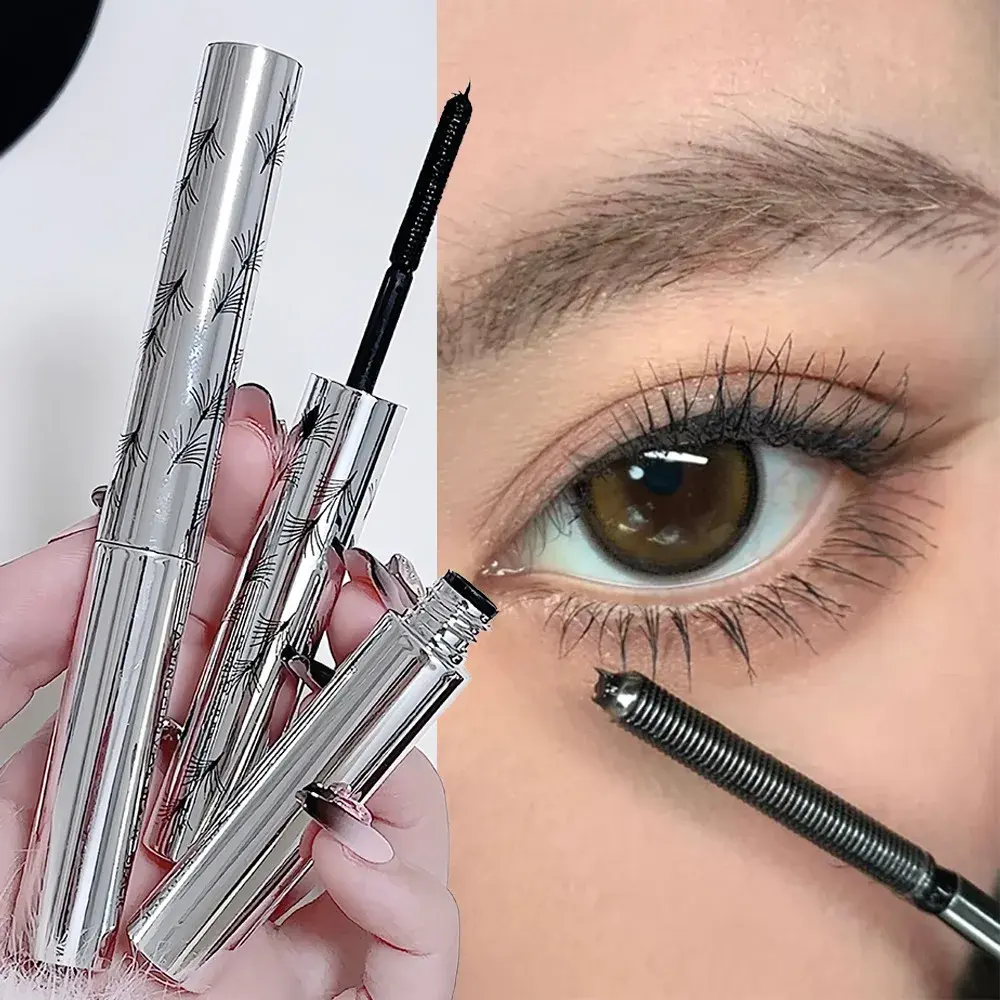 Steel Tube Mascara-Special Spiral Brush,Waterproof LongLasting Silk Fiber Mascara,keep Each Eyelash Curled for aLong Time Makeup