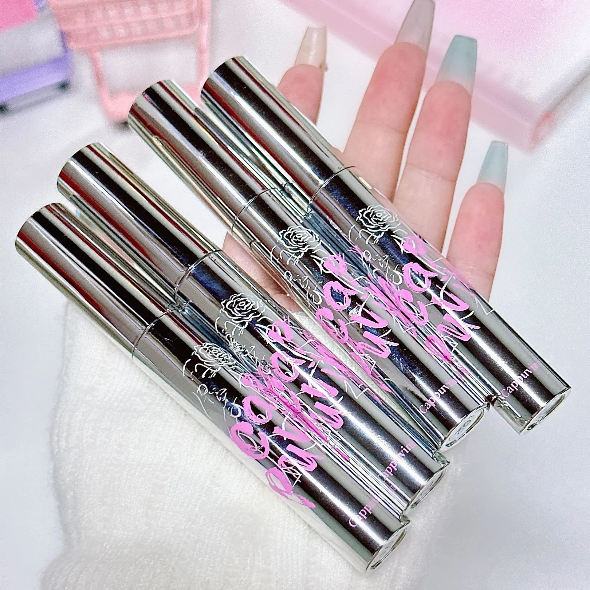 1pc Silver Tube Mascara Curl Thick Lengthening Eyelash Mascara Waterproof Non-smudge Black Brown Natural Curling Mascara Makeup