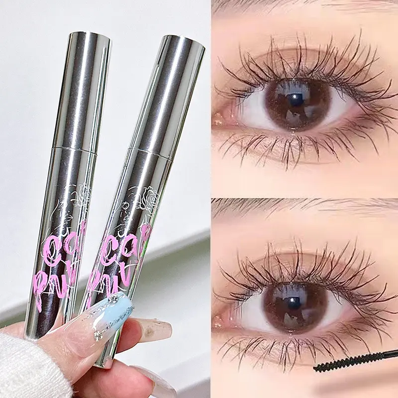 1pc Silver Tube Mascara Curl Thick Lengthening Eyelash Mascara Waterproof Non-smudge Black Brown Natural Curling Mascara Makeup