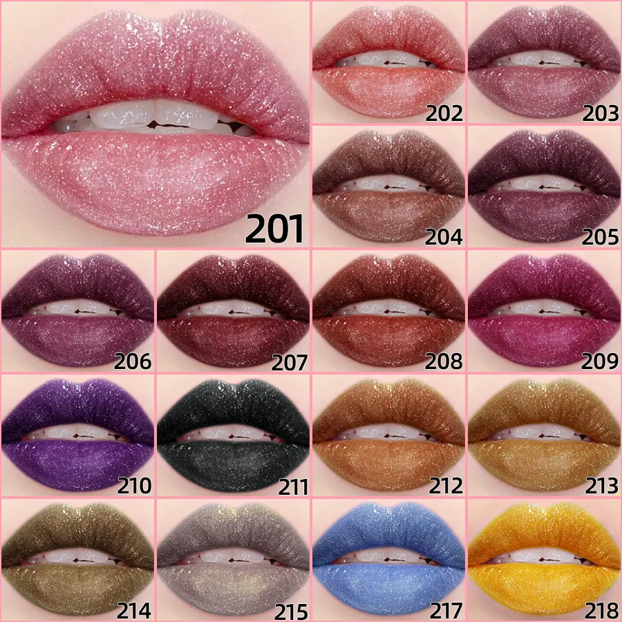 18 Colors Glitter 1pcs Lip Glaze Long Lasting Lip Gloss Waterproof Liquid Lipstick Makeup Lip Oil Lip Tint Moisturizing Lip Balm