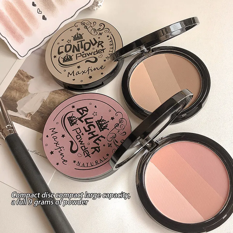Three-color Blush Palette Delicate Long-lasting Waterproof Non-fading Eyeshadow Blush Integration Tray