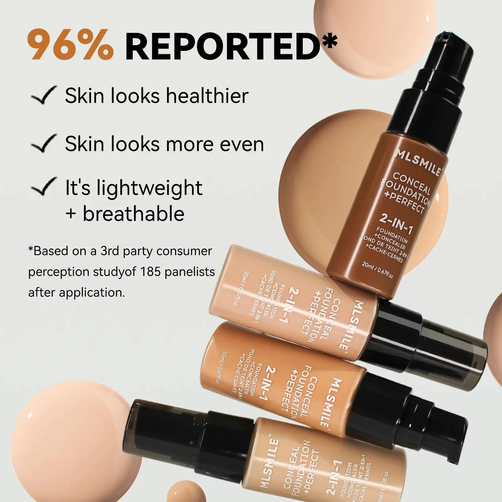Hydrating Brightening Liquid Foundation Full Coverage Concealer Oil Control Long Lasting Waterproof Makeup Base 2 in 1