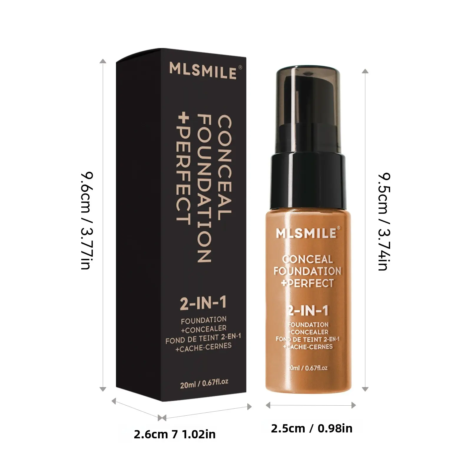 Hydrating Brightening Liquid Foundation Full Coverage Concealer Oil Control Long Lasting Waterproof Makeup Base 2 in 1