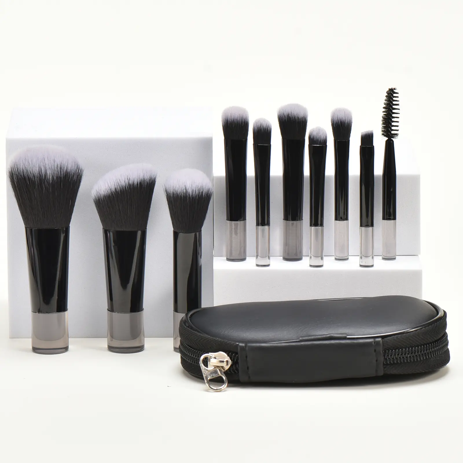 10 black Mini makeup brush Travel portable Makeup Tool Makeup Puff - Palm Brush Professional Makeup tool set