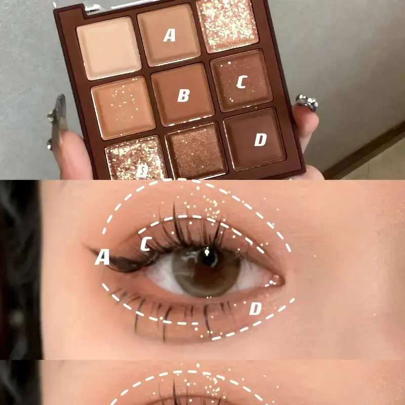 Urbancy 9 color Chocolate Eyeshadow Palette Matte Pearlescent Glitter Glitter Earth Eyeshadow Makeup