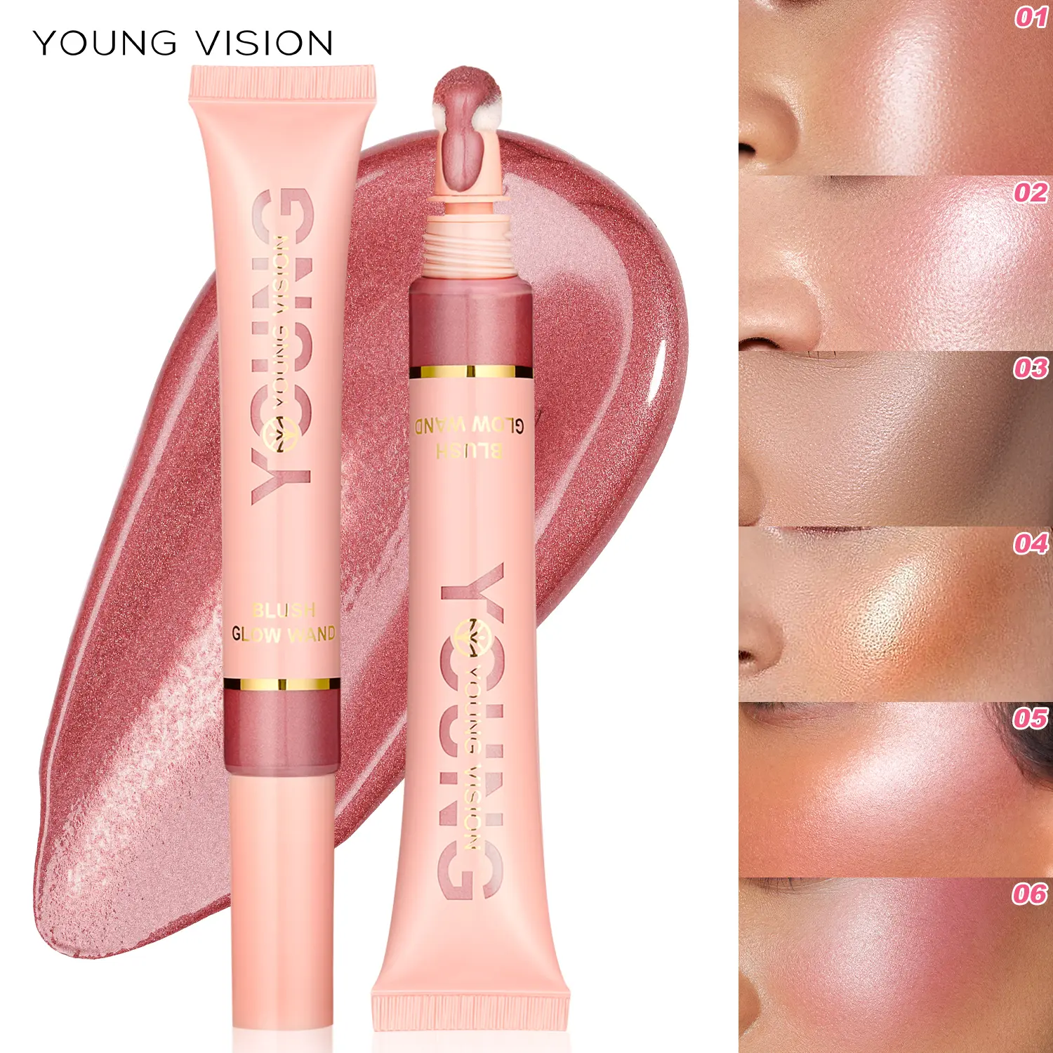 YOUNG VISION liquid air cushion, powder blusher gloss stick, pearl light, delicate powder blusher liquid, easy to operate