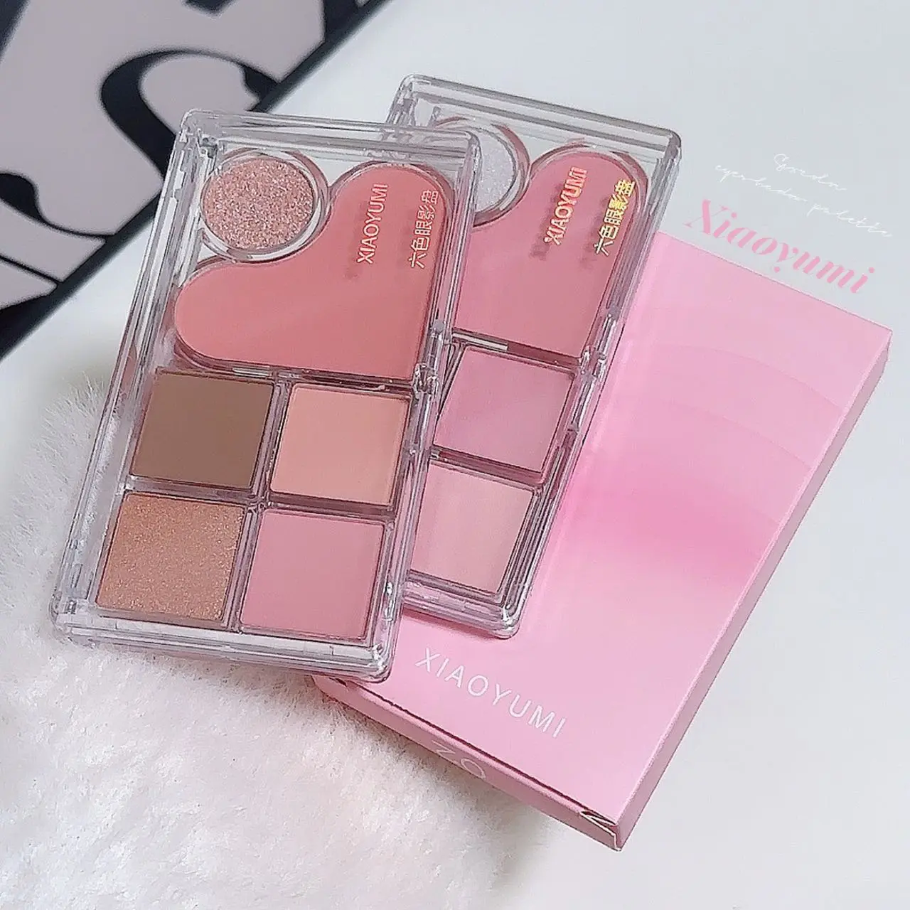 Six-color eyeshadow palette, soft and delicate pearlescent matte earth-tone eyeshadow