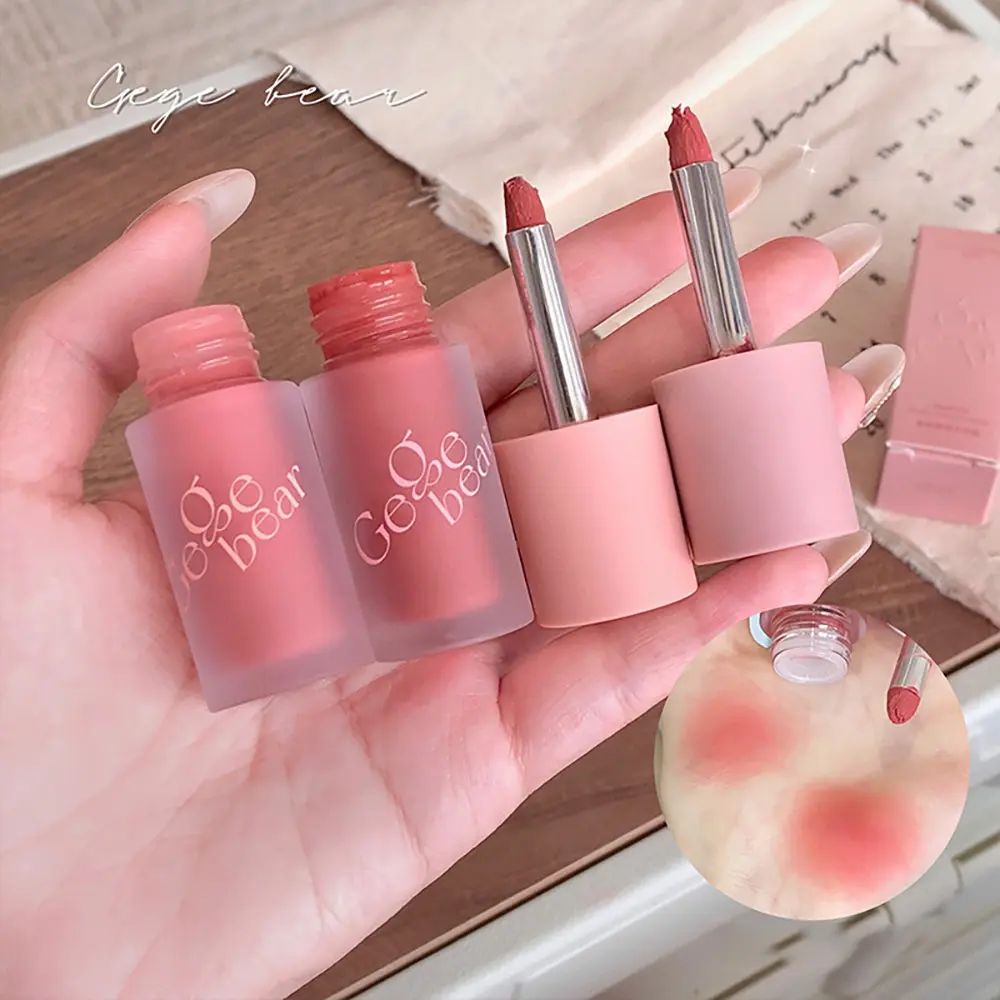 Gege Bear Smooth Multi-purpose Cream Expansion Color Blush Eye Shadow Not Easy to Fade Nude Matte Velvet Lip Glaze