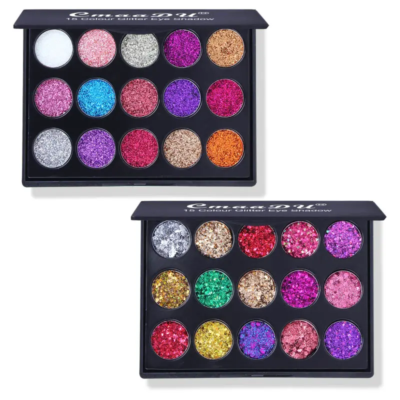 CmaaDu 15 Colors Gold Scallion Powder Diamond Glitter Eyeshadow Tray Shimmering Dazzling Universal Waterproof Easy to Color