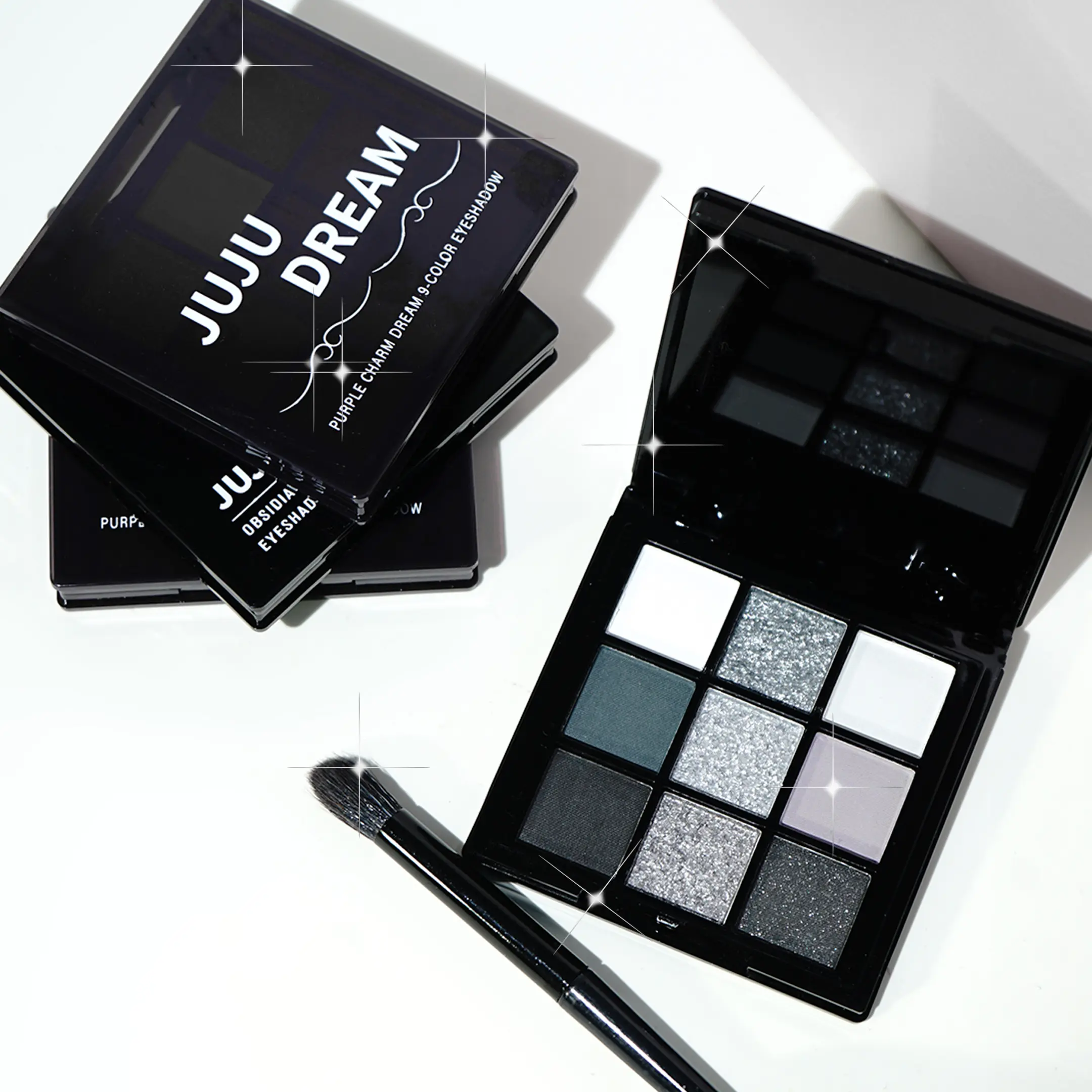 Nine-color eyeshadow palette, gray-pink smoky makeup, matte pearlescent silkworm brightening makeup
