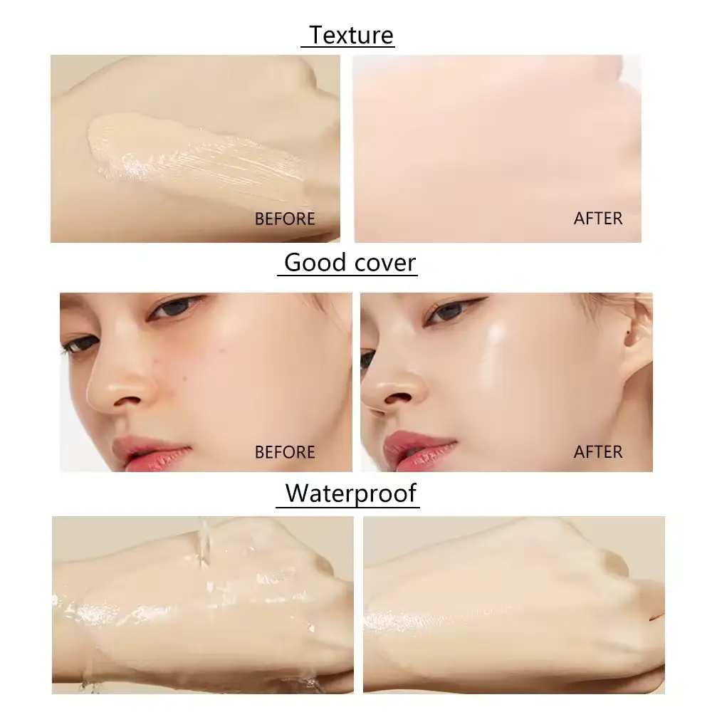 Cream Foundation - Naturally smooth texture, full coverage and long-lasting concealer, long-lasting waterproof for all skin tone