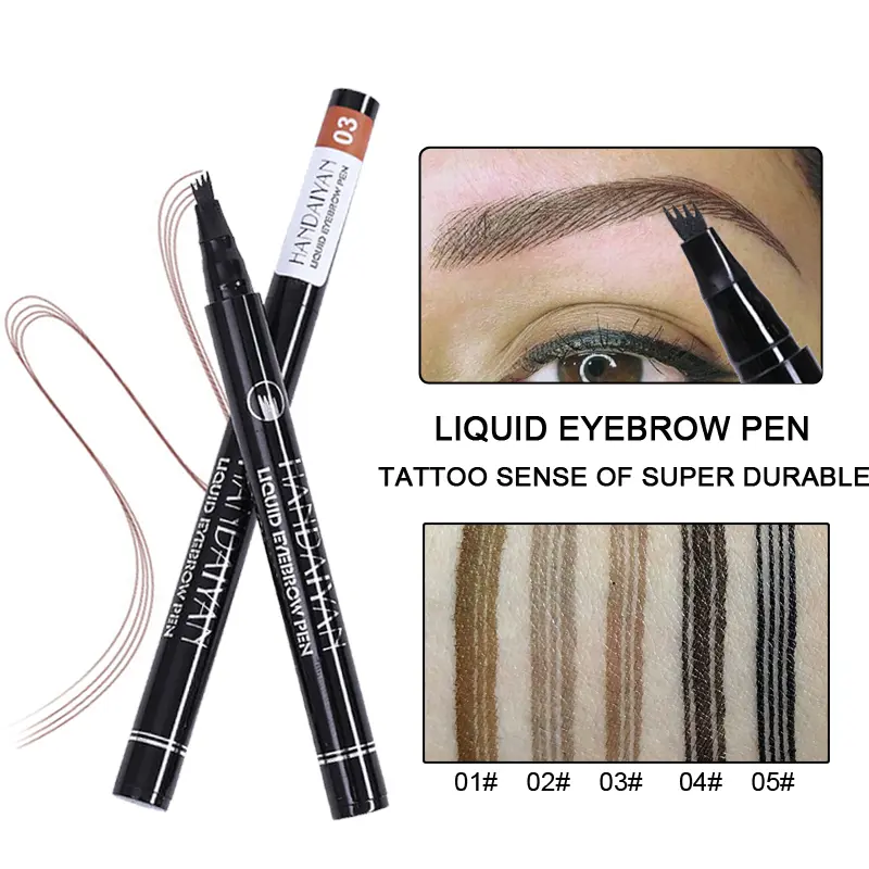 HANDAIYAN Eyebrow Pencil Four-fork Makeup Soft Liquid Eye Brow Pen Easy to Wear Eyebrow Drawing Enhancer Pigment Tattoo Tool Pen
