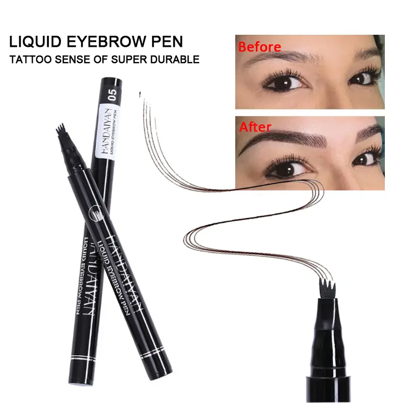 HANDAIYAN Eyebrow Pencil Four-fork Makeup Soft Liquid Eye Brow Pen Easy to Wear Eyebrow Drawing Enhancer Pigment Tattoo Tool Pen