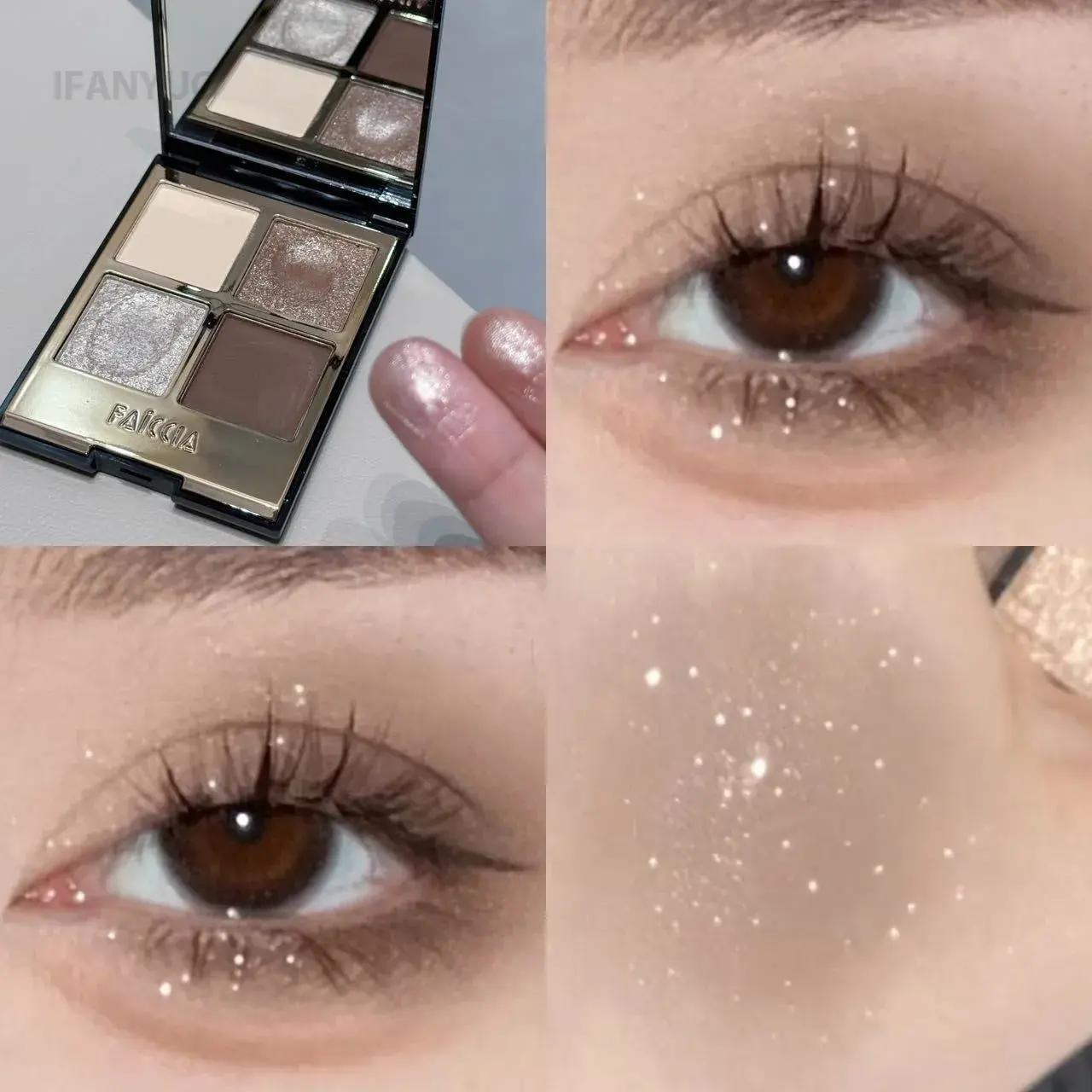 Four-color Eyeshadow Palette Low Saturation Earth Brown Rose Pearly Matte Glitter Eyeshadow Shiny Eye Shadow Lasting Eye Make Up