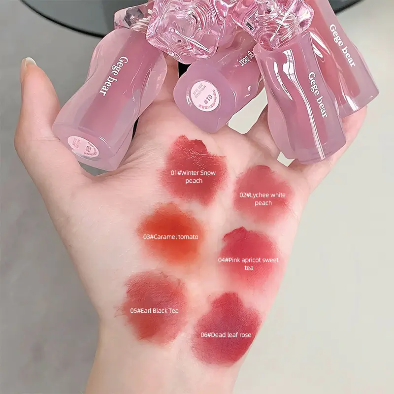 Gege Bear Pink Cream Mist Lip Mud Matte Velvet Lip Gloss Long-lasting Easy To Color Liquid Lipstick Cream Nude Peach Lip Glaze