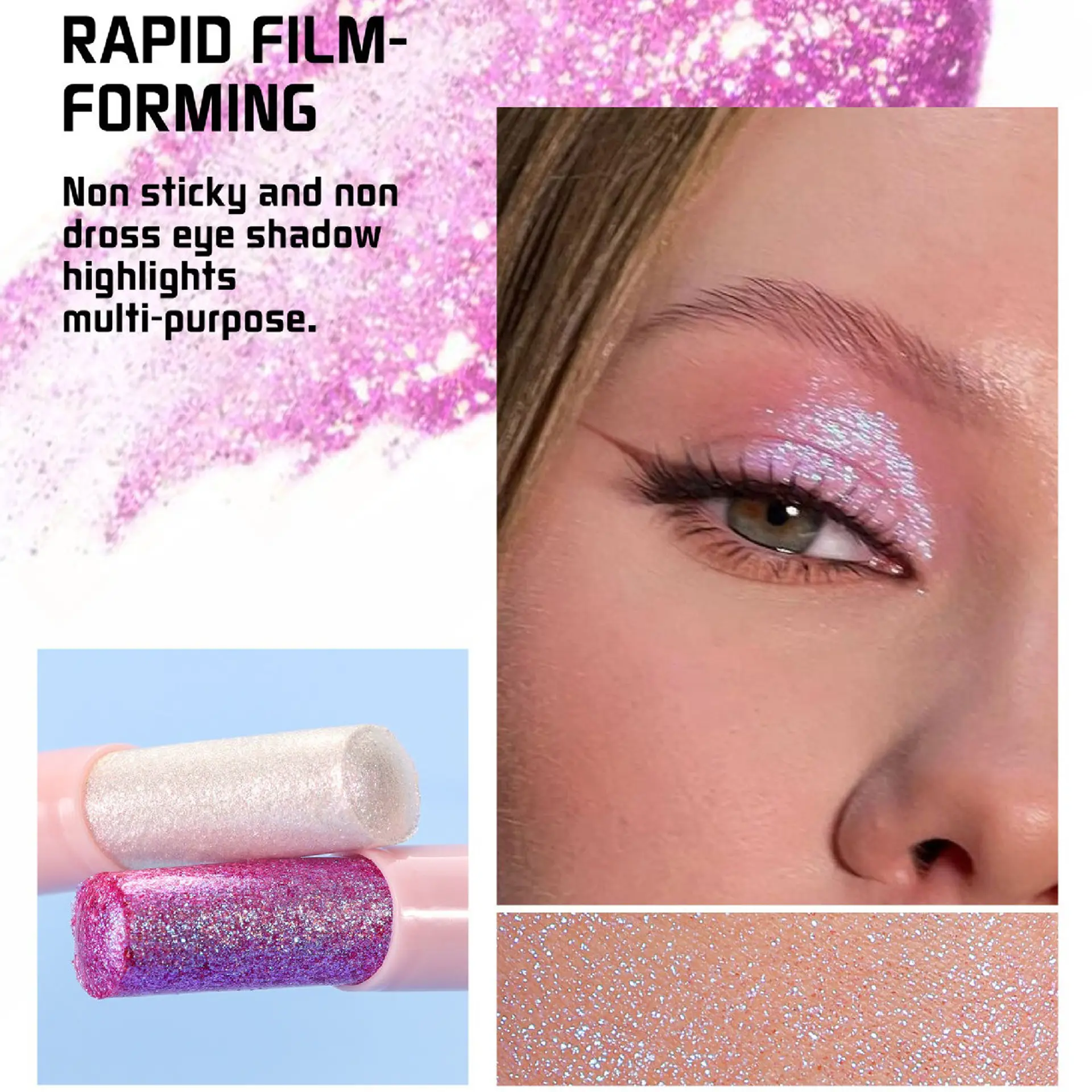 6-Color Super Flash Eyeshadow Stick Hydrating Jelly Texture Pearly Diamond Shadow Shimmer Brightening Contouring Shiny Makeup
