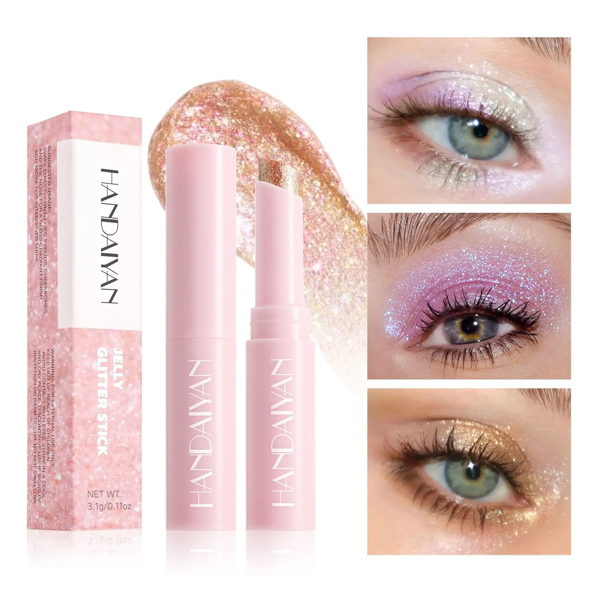 6-Color Super Flash Eyeshadow Stick Hydrating Jelly Texture Pearly Diamond Shadow Shimmer Brightening Contouring Shiny Makeup