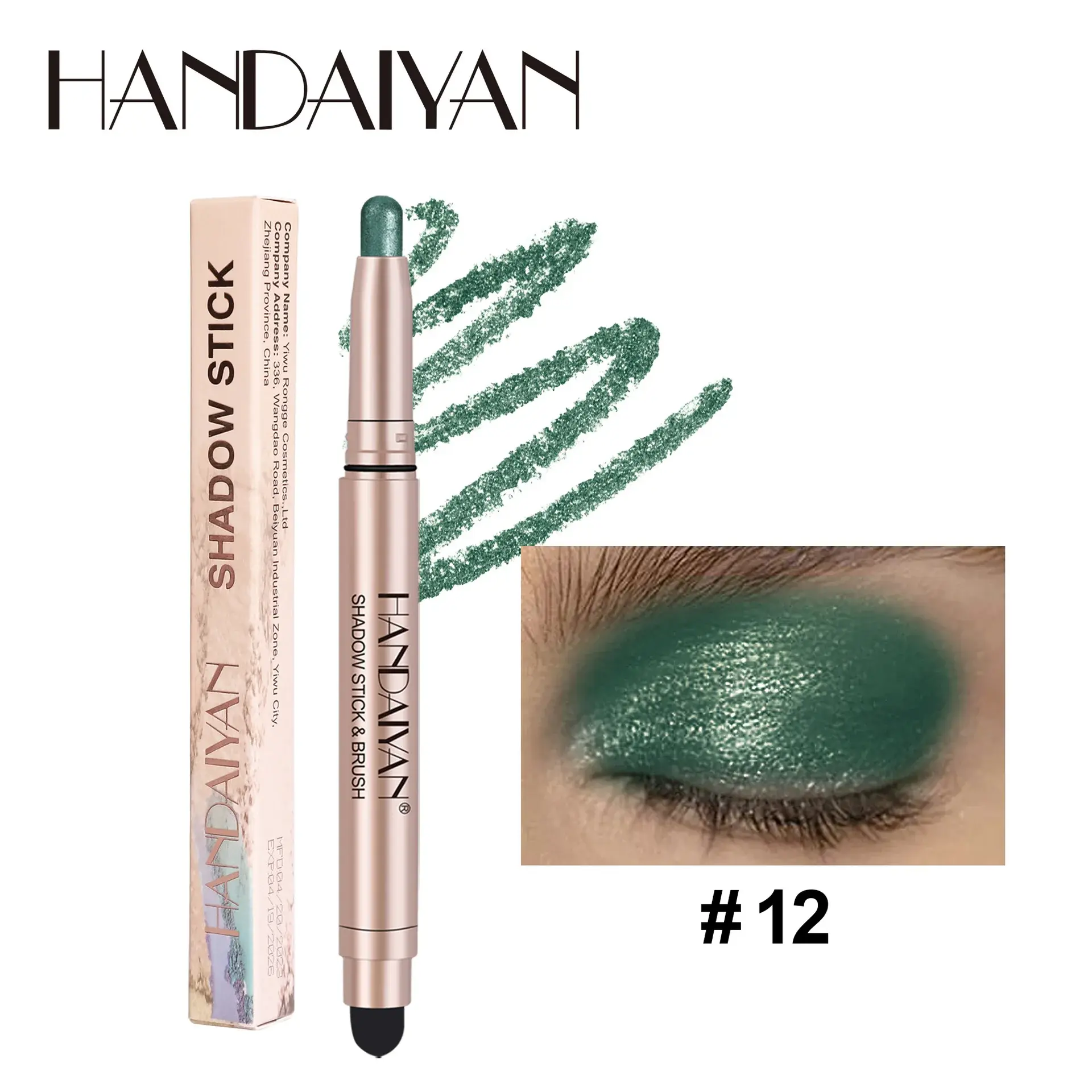 Double Head Colorful Eyeshadow Stick Pink Brown Green Black Eyeshadow Pencil High Gloss Pearlescent Shadow Sticks Lasting Makeup