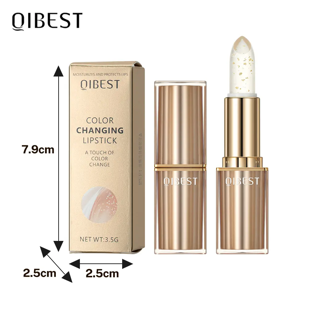 QIBEST Glitter Lipstick Transparent Lip Balm Warm Change Lipstick Moisturizing Pearlescent Temperature Changing Color Lip Stain