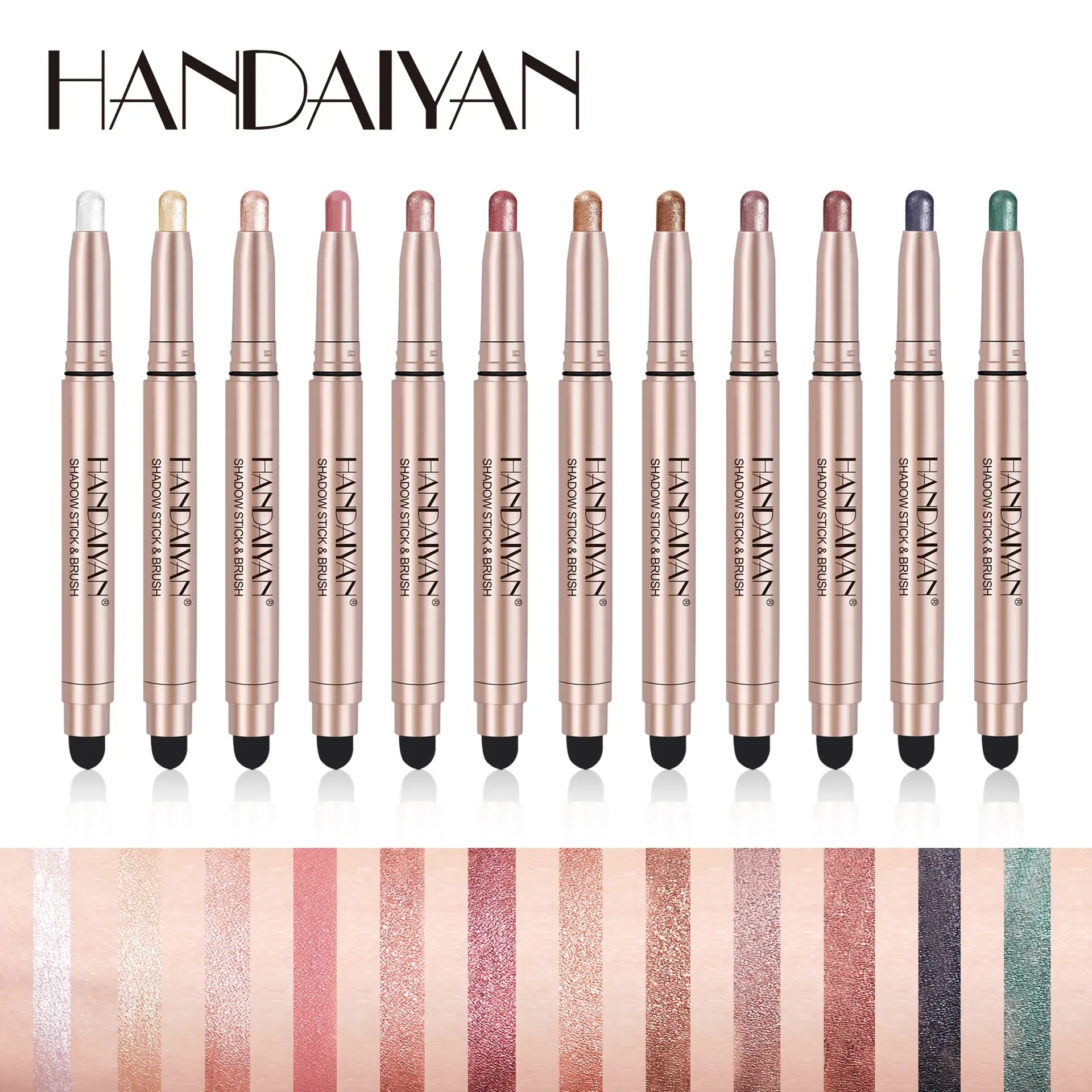 Double Head Colorful Eyeshadow Stick Pink Brown Green Black Eyeshadow Pencil High Gloss Pearlescent Shadow Sticks Lasting Makeup