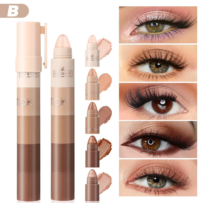DIMSHOW 5-section Highlight Lazy Eyeshadow Pencil Pearlescent Fine Glitter Illuminating Eyeshadow Stick Set