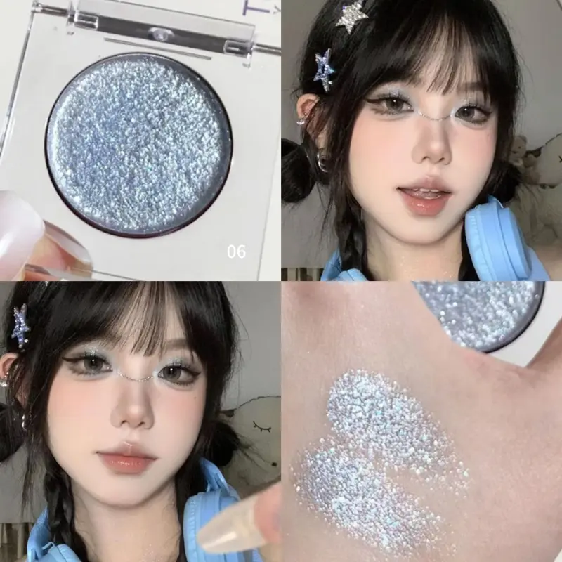 Glitter Highlight Palette Gorgeous Glitter Eyeshadow Glossy Shiny Highlighter Shadow Shimmer Cowherd Weaver Girl Eyes Makeup
