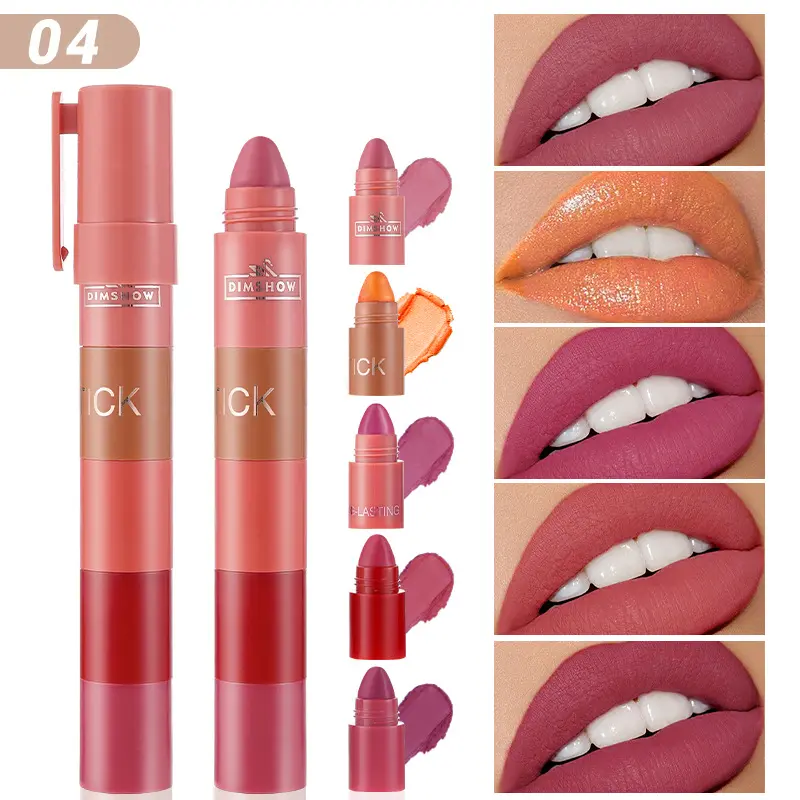 DIMSHOW 5-section Highlight Lazy Eyeshadow Pencil Pearlescent Fine Glitter Illuminating Eyeshadow Stick Set