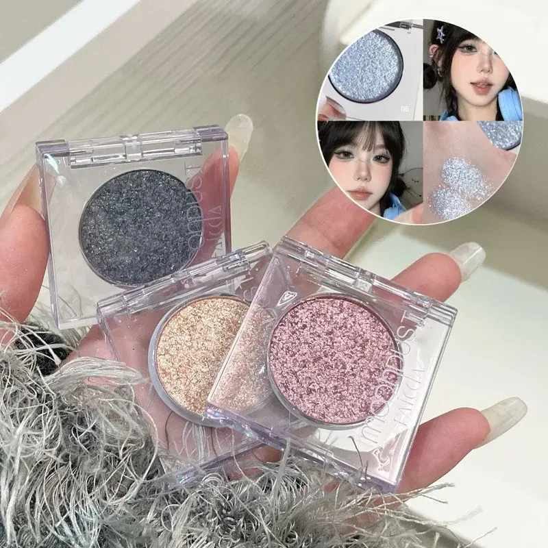Glitter Highlight Palette Gorgeous Glitter Eyeshadow Glossy Shiny Highlighter Shadow Shimmer Cowherd Weaver Girl Eyes Makeup