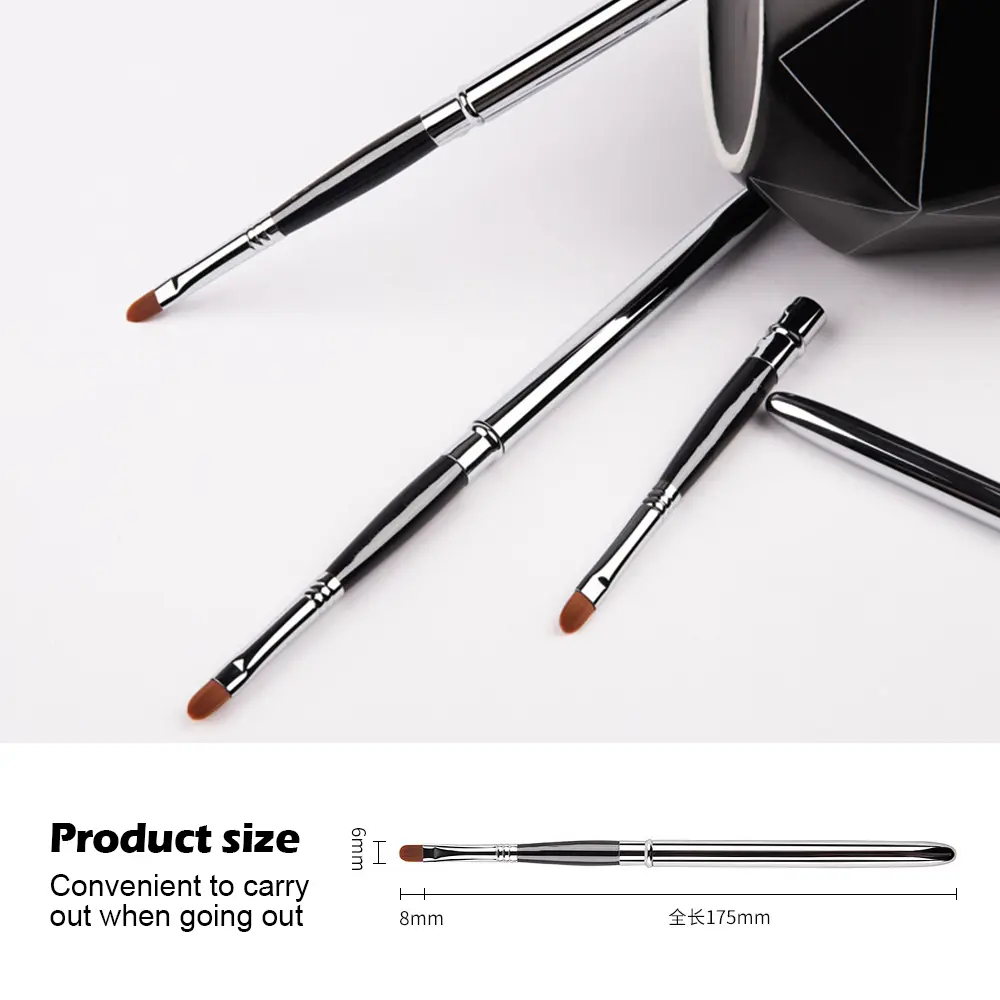 Portable Gold Silver Lip Gloss Makeup Brush Pen Metal Handle Cosmetic Lipgloss Lipstick Brush With Protect Cap
