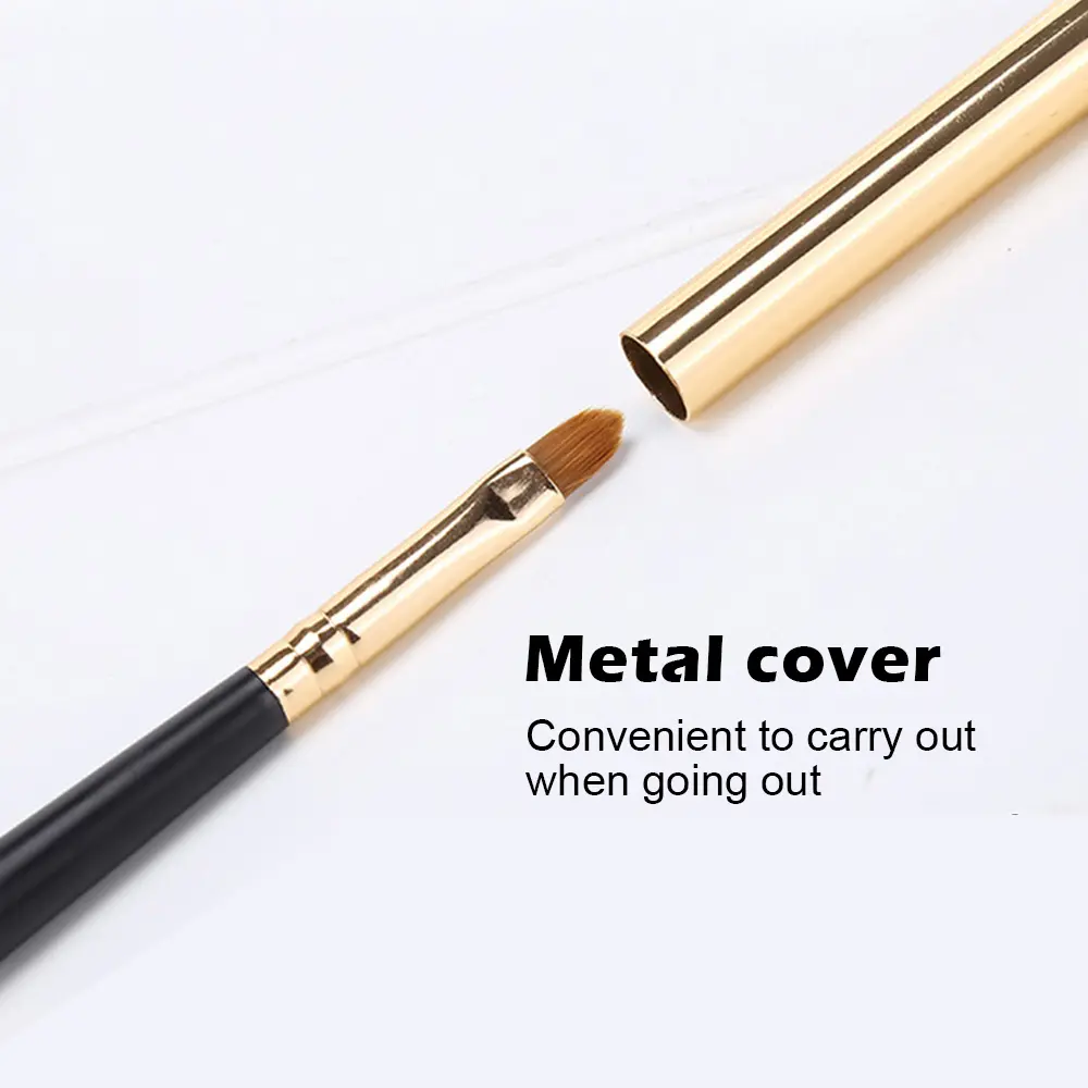 Portable Gold Silver Lip Gloss Makeup Brush Pen Metal Handle Cosmetic Lipgloss Lipstick Brush With Protect Cap