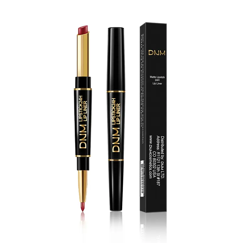 2 In 1 Matte Lipstick Pencil Double Head Lip Liner Pen Red Nude Long Lasting Waterproof Lady Charming Lip Pencil Makeup Tools