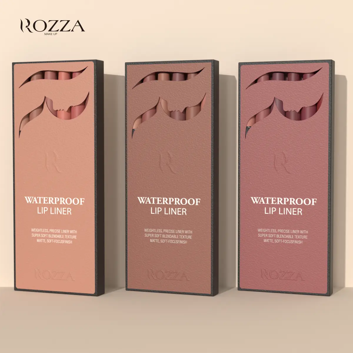 Rozza Waterproof Lip Liner Pencil Set, Weightless Precise Liner with Super Soft Blendable Texture Matte Soft