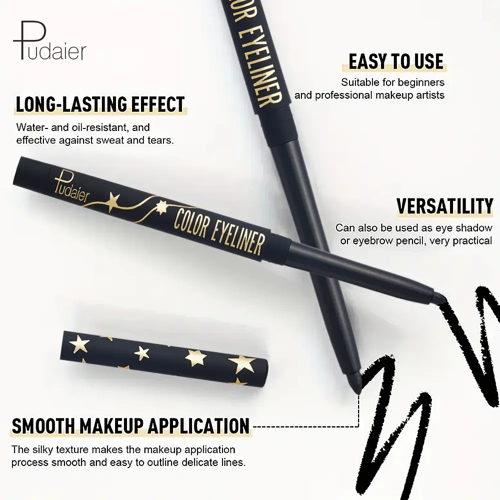 Waterproof long-lasting eyeliner gel pencil, no smudging when drawing the lower eyeliner, long-lasting and smooth, black