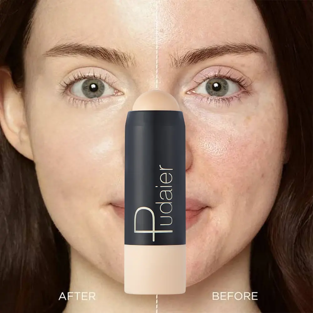 Foundation stick, perfectly covers freckles, acne marks, scars and dark circles on the face, can be used as a concealer and cont