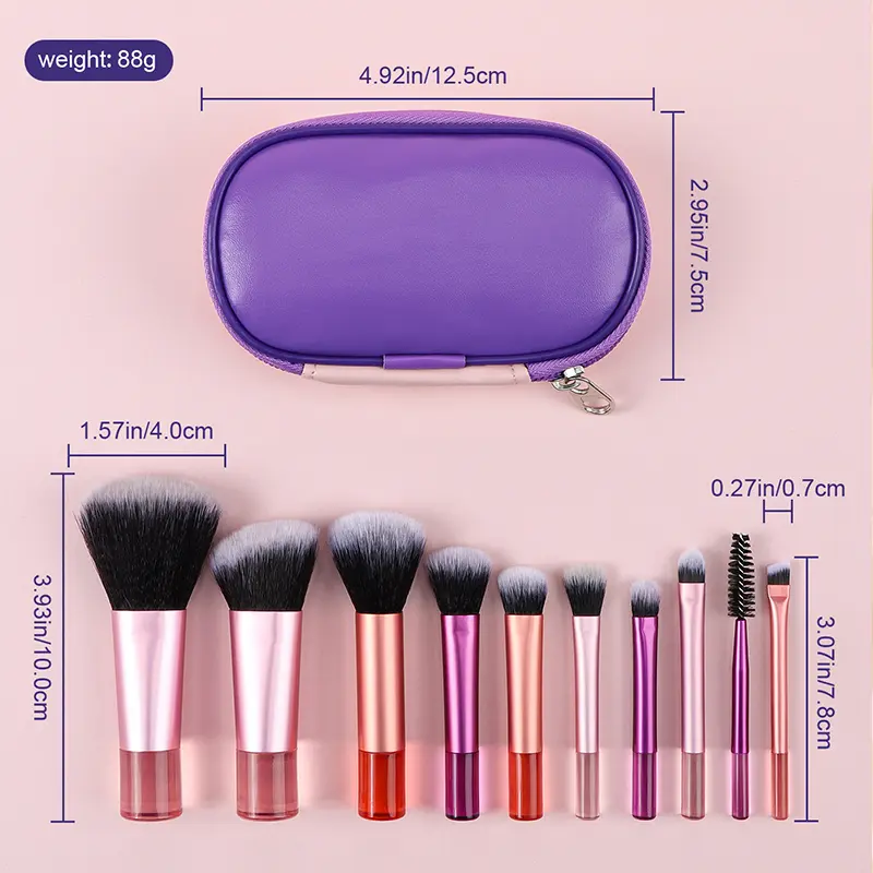 10 color Mini makeup brush Travel portable Makeup Tool - Palm Brush Professional Makeup tool set