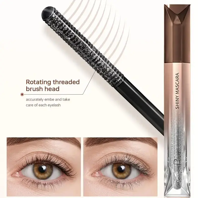 1pc Glitter Mascara of Waterproof, Long-Lasting, Voluminous Lash Curl And Shine Eyeliner with Silver, Golden, And Purple Glitter